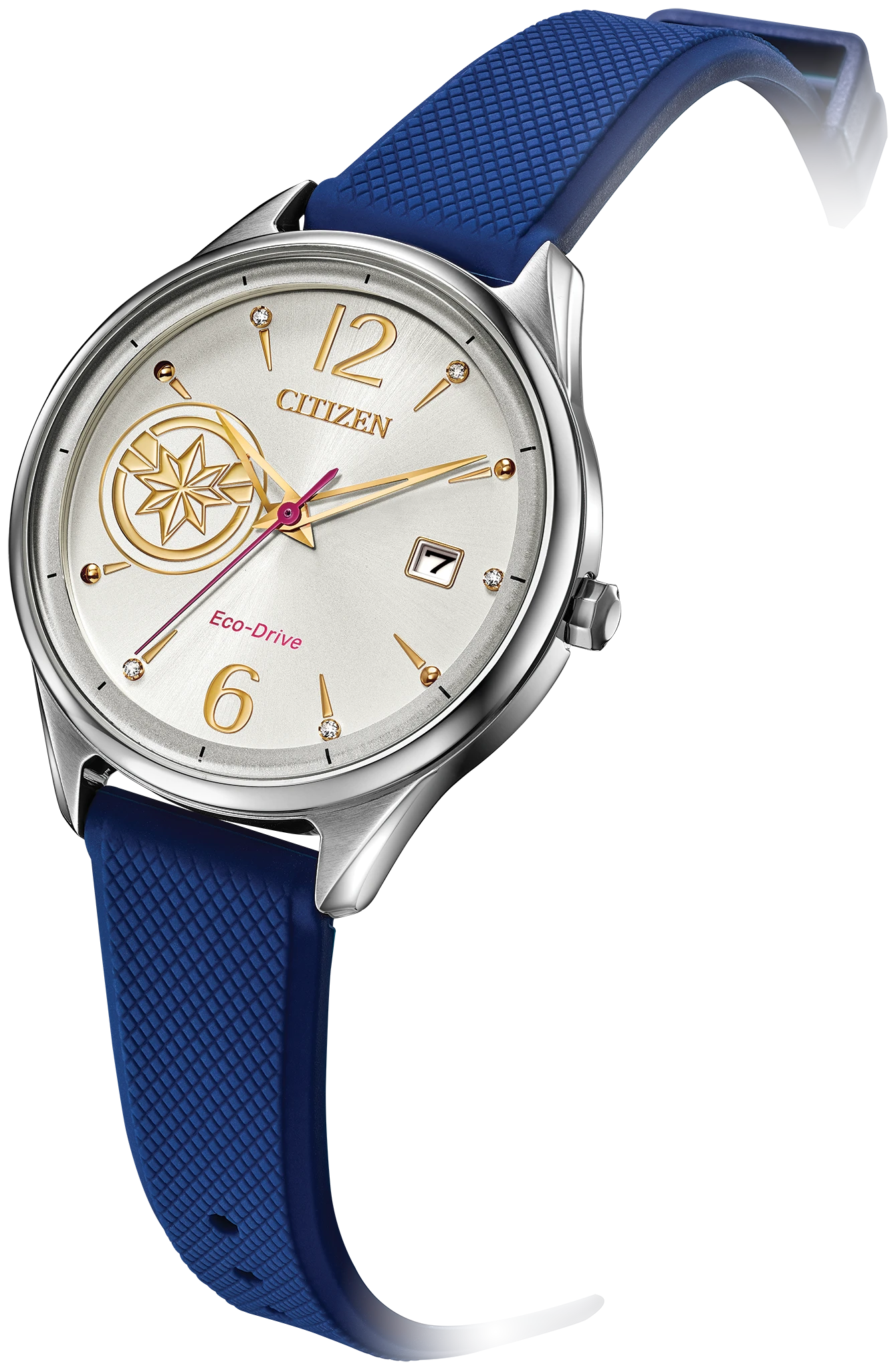 Captain Marvel Silver-Tone Dial Silicone Strap FE6101-05W | CITIZEN